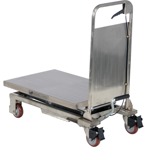 Manual Hydraulic Scissor Lift Table, 27-1/2" L x 17-3/4" W, Partial Stainless Steel, 220 lbs. Capacity Fastek