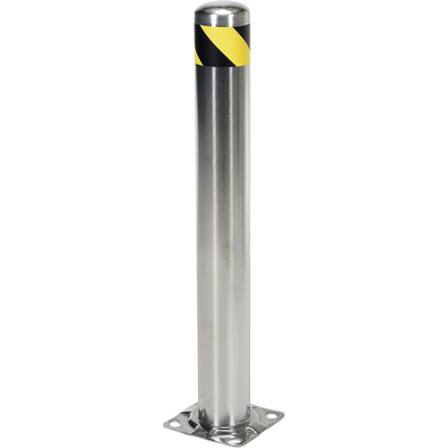 Safety Bollard, Stainless Steel, 36" H x 8" W, Silver Fastek