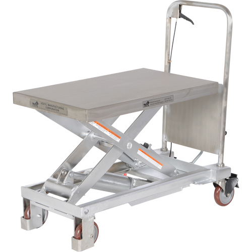 Manual Hydraulic Scissor Lift Table, 32-1/2" L x 19-1/2 W, Partial Stainless Steel, 1000 lbs. Capacity Fastek