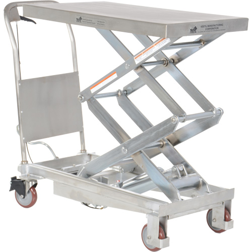 Manual Hydraulic Scissor Lift Table, 35-1/2" L x 20" W, Partial Stainless Steel, 800 lbs. Capacity Fastek