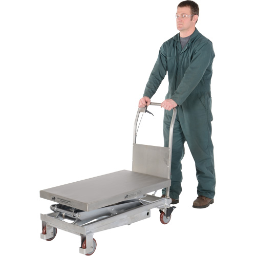 Manual Hydraulic Scissor Lift Table, 35-1/2" L x 20" W, Partial Stainless Steel, 800 lbs. Capacity Fastek