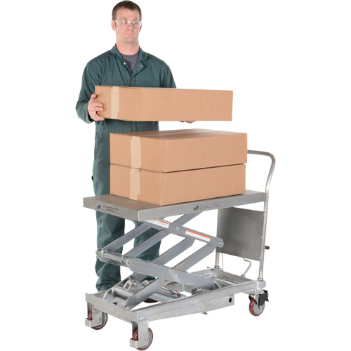 Manual Hydraulic Scissor Lift Table, 35-1/2" L x 20" W, Partial Stainless Steel, 800 lbs. Capacity Fastek