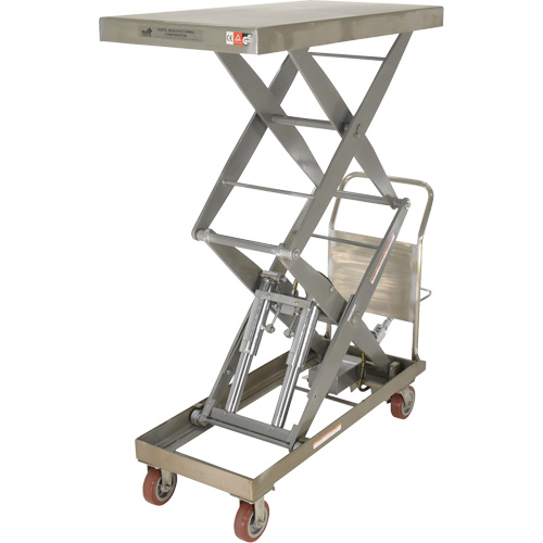 Manual Hydraulic Scissor Lift Table, 47-1/2" L x 24" W, Partial Stainless Steel, 1500 lbs. Capacity Fastek