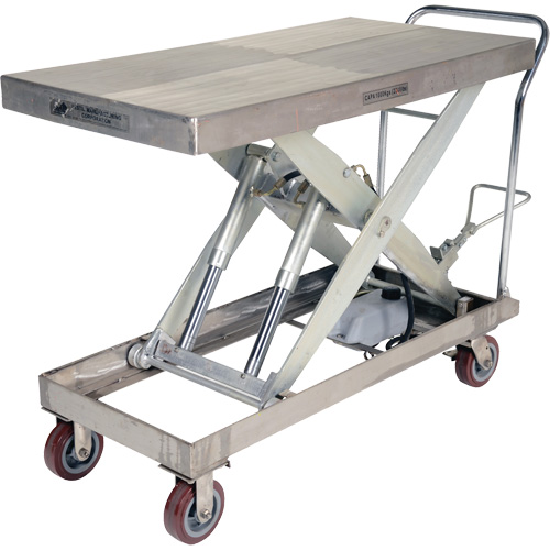 Manual Hydraulic Scissor Lift Table, 47" L x 24" W, Partial Stainless Steel, 2000 lbs. Capacity Fastek