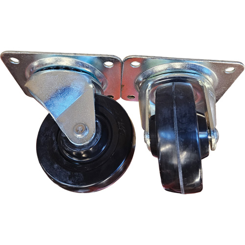 Plate Caster, Swivel, 4" (101.6 mm), Rubber, 225 lbs. (102 kg.) Fastek