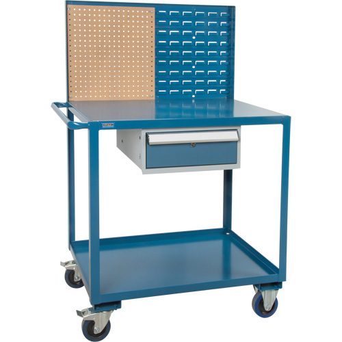 Mobile Service Cart, 2 Tiers, 24" W x 57" H x 40" D, 1200 lbs. Capacity Fastek
