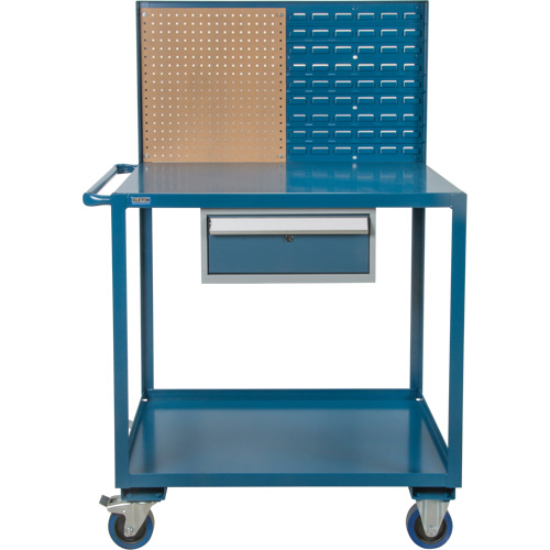 Mobile Service Cart, 2 Tiers, 24" W x 57" H x 40" D, 1200 lbs. Capacity Fastek
