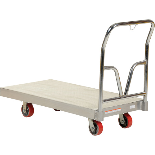 Aluminum Sheet Deck Platform Truck, 24" W x 48" L, 3600 lbs. Cap., Polyurethane Wheels Fastek