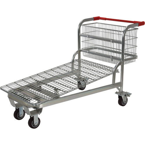 Nestable Wire Cart, Steel, 28-3/4" x 37-1/16" x 59-5/8", 275 lbs. Capacity Fastek