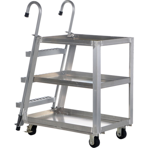 Chariot de pr&eacute;l&egrave;vement de stock, Aluminium, 21-7/8" la x 40" p, 3 tablettes, Capacit&eacute; 660 lb Fastek
