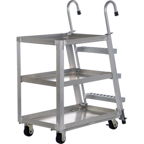 Chariot de pr&eacute;l&egrave;vement de stock, Aluminium, 21-7/8" la x 40" p, 3 tablettes, Capacit&eacute; 660 lb Fastek