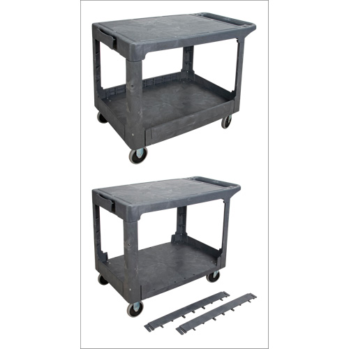 Chariot utilitaire pour l'entretien avec tablette plate, 2 tiers, 25-1/4" x 32-1/4" x 44", Capacit&eacute; 550 lb Fastek