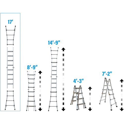 &eacute;chelle t&eacute;lescopique multifonction, Aluminium, 300 lb, CSA calibre 1A Fastek