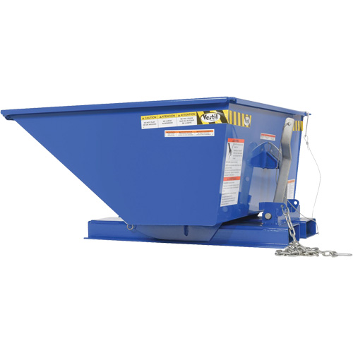 Low Profile D-Style Self Dumping Hopper, Steel, 1/3 cu.yd., Blue Fastek