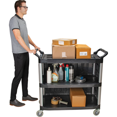 Utility Cart, 3 Tiers, 19-3/4" x 37-1/2" x 40-1/4", 250 lbs. Capacity Fastek