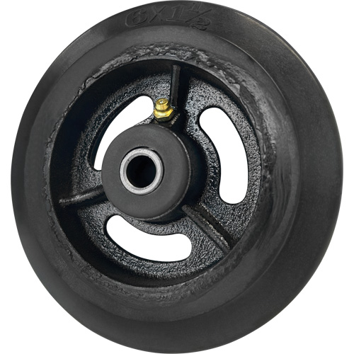 Mold-On Rubber Wheel, 6'' (152 mm) Dia. x 1-1/2" (38 mm) W, 450 lbs. (204 kg.) Capacity Fastek