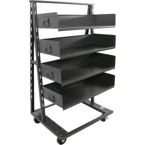 Single-Sided Heavy Duty A-Frame Cart with 4 Large Trays, 38" x 25" x 63", 2500 lbs. Capacity Fastek