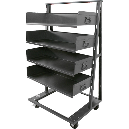 Single-Sided Heavy Duty A-Frame Cart with 4 Large Trays, 38" x 25" x 63", 2500 lbs. Capacity Fastek
