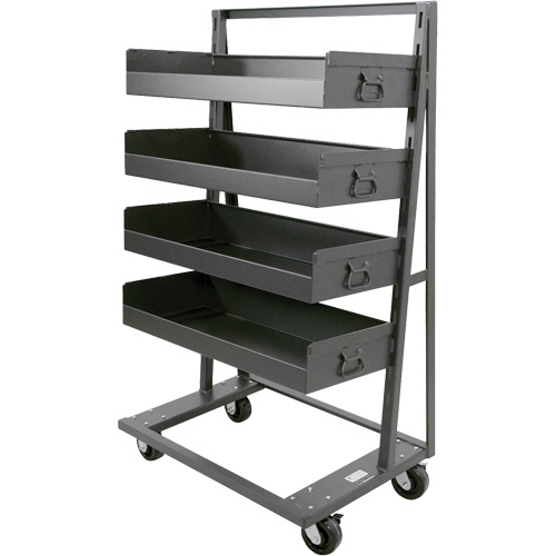 Single-Sided Heavy Duty A-Frame Cart with 4 Large Lipped Trays, 38" x 25" x 63", 2500 lbs. Capacity Fastek