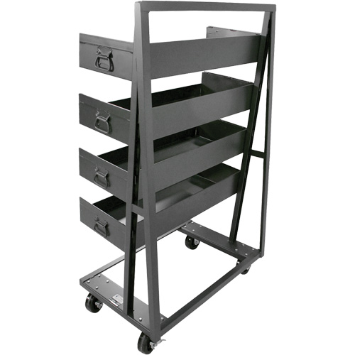 Single-Sided Heavy Duty A-Frame Cart with 4 Large Lipped Trays, 38" x 25" x 63", 2500 lbs. Capacity Fastek