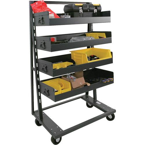 Single-Sided Heavy Duty A-Frame Cart with 4 Large Lipped Trays, 38" x 25" x 63", 2500 lbs. Capacity Fastek