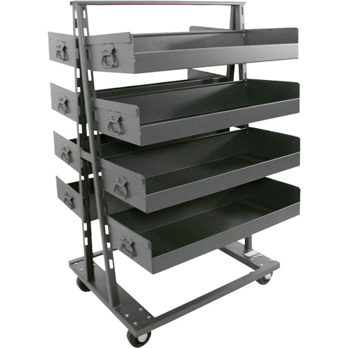 Double-Sided Heavy Duty A-Frame Cart with 8 Large Lipped Trays, 38" x 30" x 63", 2500 lbs. Capacity Fastek