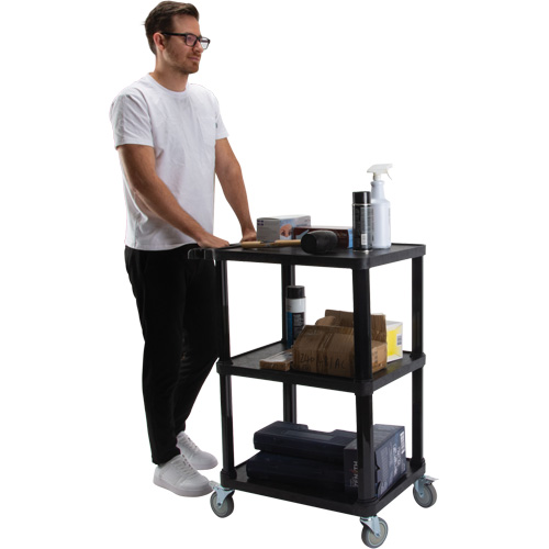 Utility Cart with Flat Shelf, 3 Tiers, 18-1/8" x 37-3/8" x 27-3/4", 330 lbs. Capacity Fastek