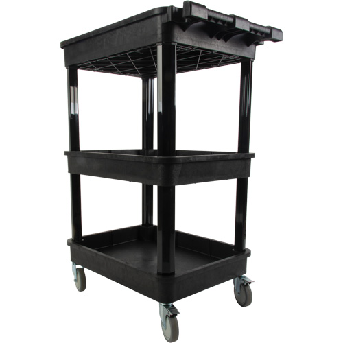 Utility Cart with Deep Lip Shelf, 3 Tiers, 19" x 39-1/2" x 28-1/4", 330 lbs. Capacity Fastek