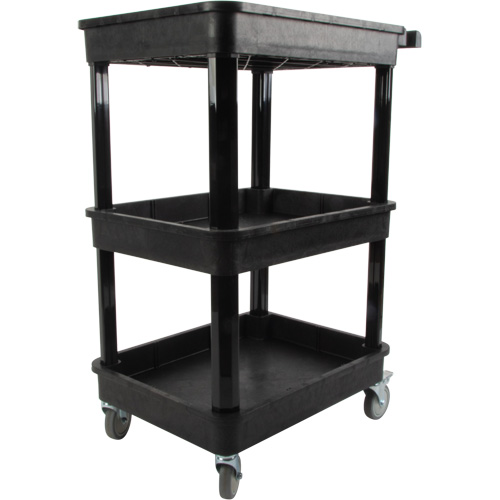 Utility Cart with Deep Lip Shelf, 3 Tiers, 19" x 39-1/2" x 28-1/4", 330 lbs. Capacity Fastek