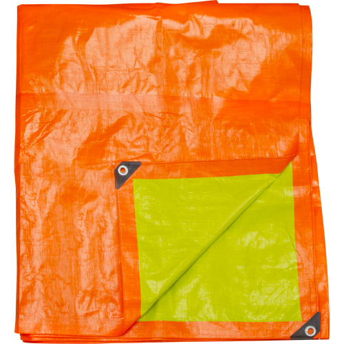 High-Visibility Heavy-Duty Woven Tarp, Polyethylene, Green/Orange, 16' x 20' x 12 mils Fastek