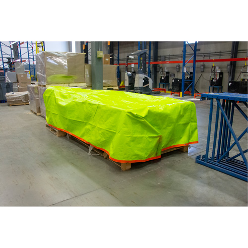 High-Visibility Heavy-Duty Woven Tarp, Polyethylene, Green/Orange, 16' x 20' x 12 mils Fastek