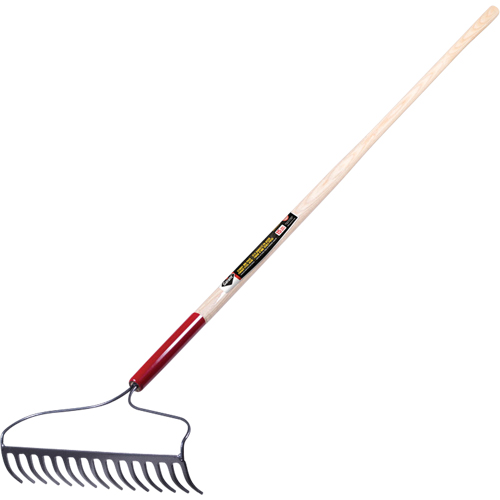 Pro Bow Rake, Wood Handle, 60" L, 16" Blade, 15 Tines Fastek
