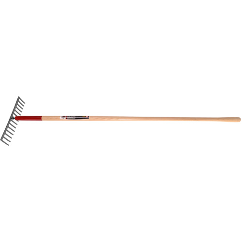 Level Rake, Wood Handle, 14-3/4" W, Tempered Steel Blade, 16 Tines Fastek