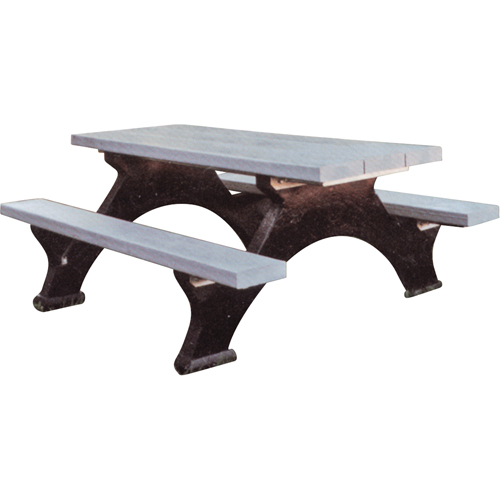 Tables de pique-nique en plastique recycl&eacute;, 8' lo x 62-1/4" la, Gris Fastek