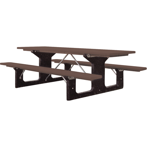 Recycled Plastic Picnic Tables, 6' L x 61-1/2" W, Brown Fastek