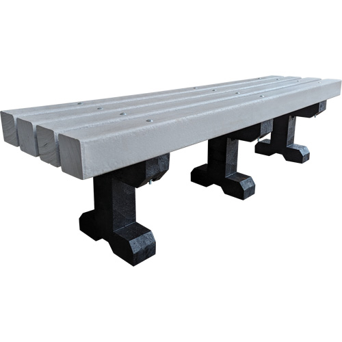 Banc de parc, Plastique recycl&eacute;, 72" lo x 17" la x 17" h, Gris Fastek