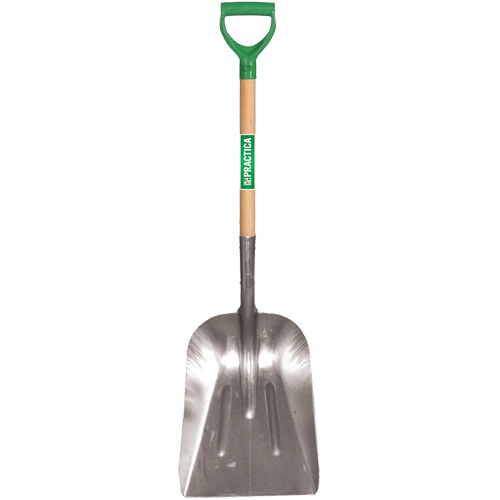 Scoop Shovel, Wood, Aluminum Blade, D-Grip Handle, 29" Length Fastek