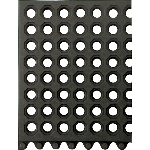 24/Seven&reg; Matting, Rubber, 3' W x 3' L, 5/8" Thick, Black Fastek