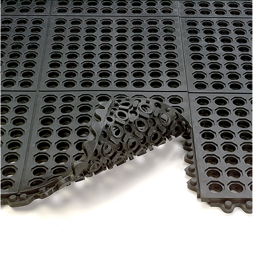 24/Seven&reg; Matting, Rubber, 3' W x 3' L, 5/8" Thick, Black Fastek
