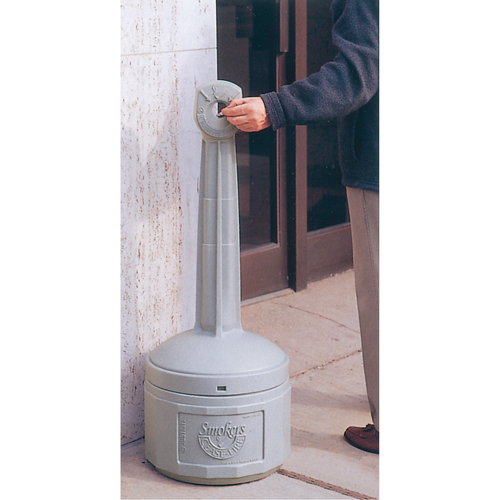 Smokers Cease-Fire&reg; Cigarette Butt Receptacle, Free-Standing, Plastic, 4 US gal. Capacity, 38-1/2" Height Fastek