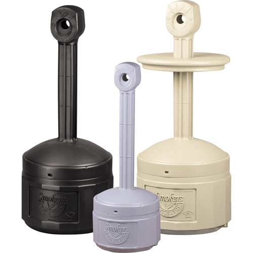 Smokers Cease-Fire&reg; Cigarette Butt Receptacle, Free-Standing, Plastic, 1 US gal. Capacity, 30" Height Fastek