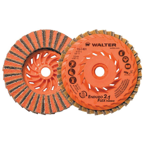 Enduro-Flex 2-IN-1 Turbo Finishing Disc, 4-1/2" x 5/8"-11, Type 27, 80 Grit, Aluminum Oxide Fastek