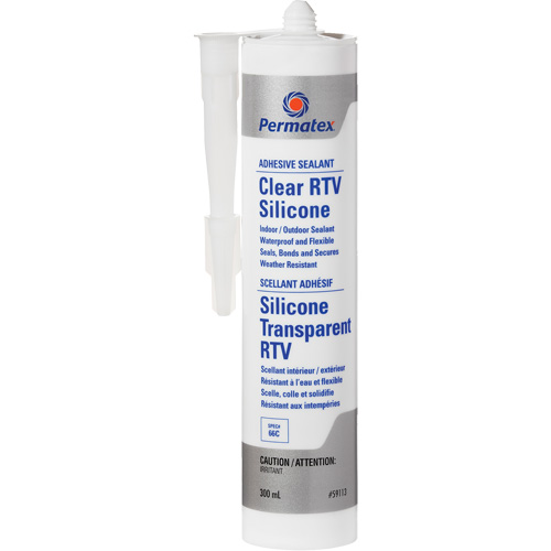Clear RTV Adhesive Sealant, 300 ml, Cartridge, Clear Fastek