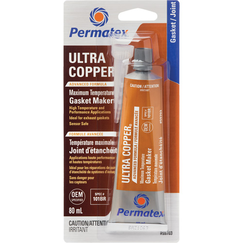 Ultra Copper&reg; Gasket Maker, 80 ml, Tube, Copper Fastek