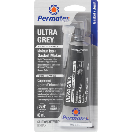 Ultra Grey&reg; Gasket Maker, Tube, 80 ml, -54°C - 260°C/-65°F - 500°F Fastek