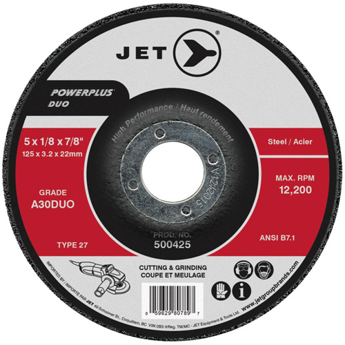 POWERPLUS DUO Cutting/Grinding Wheel, 4" x 1/8", 5/8" Arbor, Type 27, A30DUO Grit Fastek