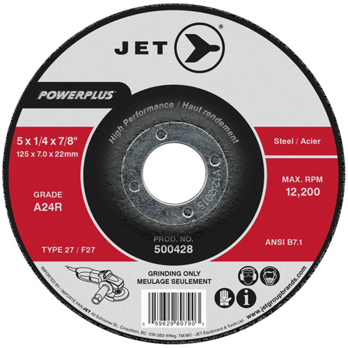 A24R POWERPLUS Grinding Wheel, 4" x 1/4", 5/8" Arbor, Type 27 Fastek