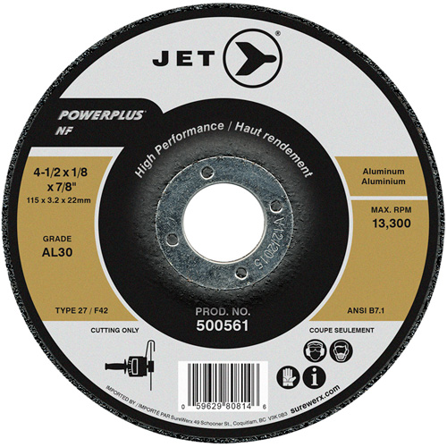 Powerplus NF Cutting Wheel, 4-1/2" x 1/8", 7/8" Arbor, Type 27 Fastek