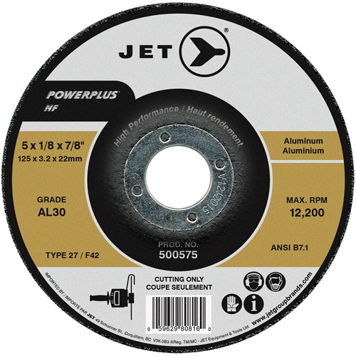 AL30 POWERPLUS NF Cutting Wheel, 5" x 1/8", 7/8" Arbor, Type 27, 12200 RPM Fastek
