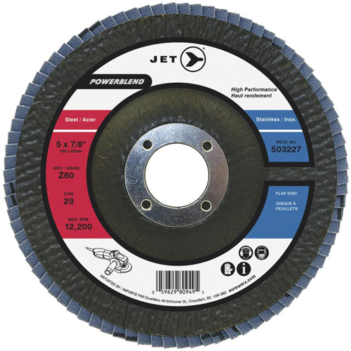 PowerBlend Flap Disc, 7" x 7/8", Type 29, Z40 Grit, Zirconia Alumina Fastek